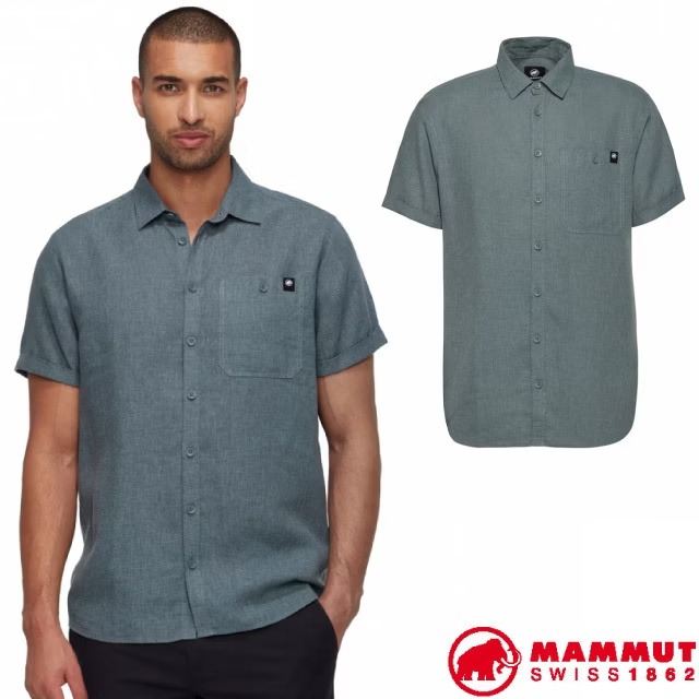 【MAMMUT 長毛象】男 Alvra Summer 輕柔透氣防曬短袖襯衫/1015-01580-00789 地層灰藍✿30E010